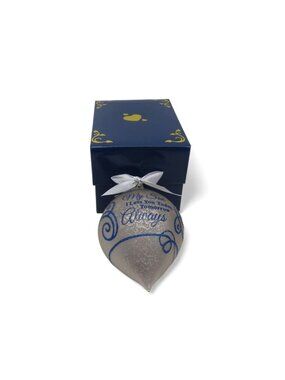 Bradford Exchange My Son I Love You Glass Ornament Light Up Silver Blue